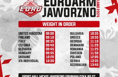 IFA EUROARM - godziny ważenia # Siłowanie na ręce # Armwrestling # Armpower.net